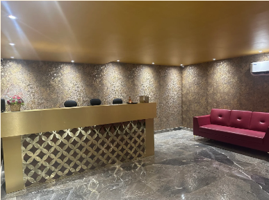 Tranquil lobby receptionist area